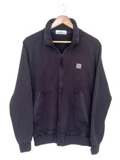 Mens Stone Island Sweatshirt Top Jacket Full Zip Black Wash Size Large Genuine
