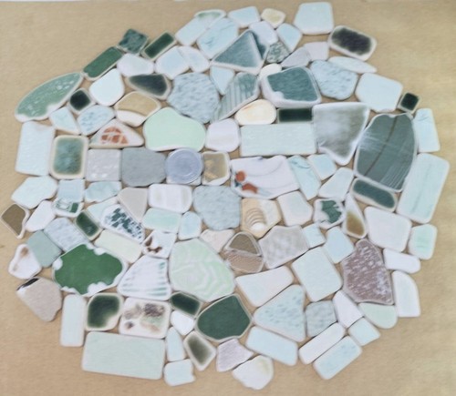 Sea glass pottery tile from - glass,
