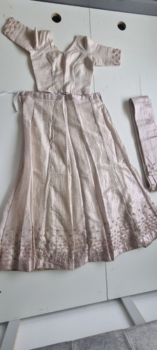 Beige silk women lehenga - beige,