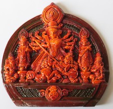 HINDU GODDESS - INDIAN HANDMADE CLAY WALL STAND PLAQUE FIGURE - BRAND NEW