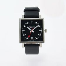 Mondaine Evo Big Square Watch, Black Face and Leather, Date, A661.30343.14SBB