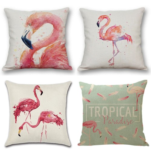 Flamingo linen cushion - flamingo,