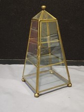 Vintage Obelisk Brass Glass