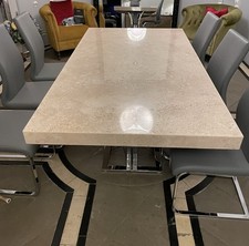 Travertine Marble Indoor Dining table, seats 6 - 8. 200 x 106 x 75cm