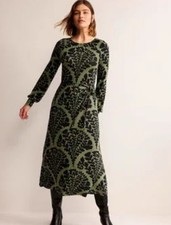 Boden Khaki Green & Black Placement Print Maxi Dress - BNWT £98 - Size 14 R