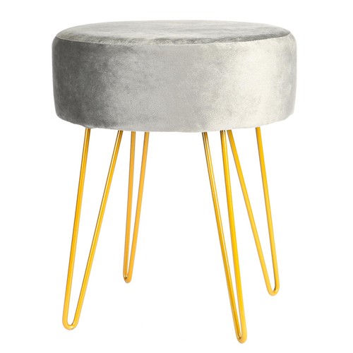 Round velvet footstool ottoman - round,