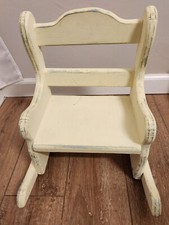 Vintage Child / Doll Yellow Wooden Rocking Chair  Handmade dolls 18" & up CUTE!!