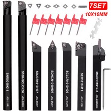 7 set 10mm Shank Lathe Turning Tool Holder Boring Bar + 7x Carbide Insert Blade