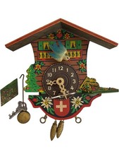 Vintage Swiss Style Cuckoo Clock Decorative Wooden Chalet Design WORKING