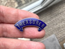 Vintage Treasurer, Hallmarked Silver Pin Badge Unknown Institute Club Etc