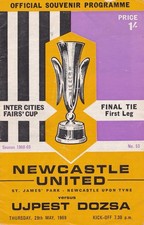 Newcastle United v Ujpest Dozsa Original Fairs Cup final  Programme May 1969