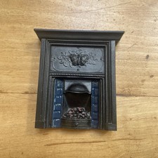 Vintage Dolls House Fireplace black and Blue Miniature 90s