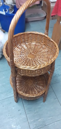 Vintage tier wicker basket - wicker,