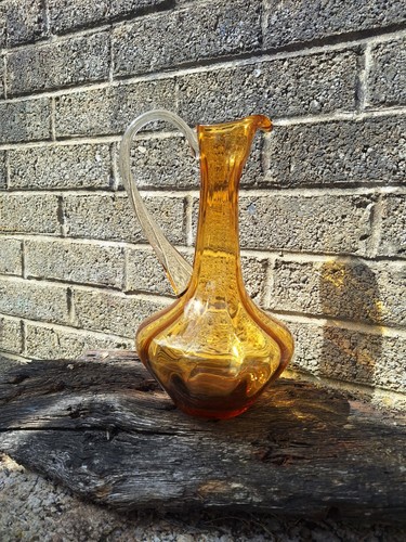 Vintage 60s amber glass jug - vintage,