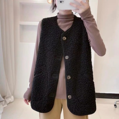 Ladies button lambswool fleece - ladies,