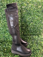 NEW SEASON ON TREND KNEE HIGH CHUNKY SOLE STRETCH LEG BACK PANEL INSIDE ZIP