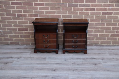 Pair vintage bedside tables - bedside,