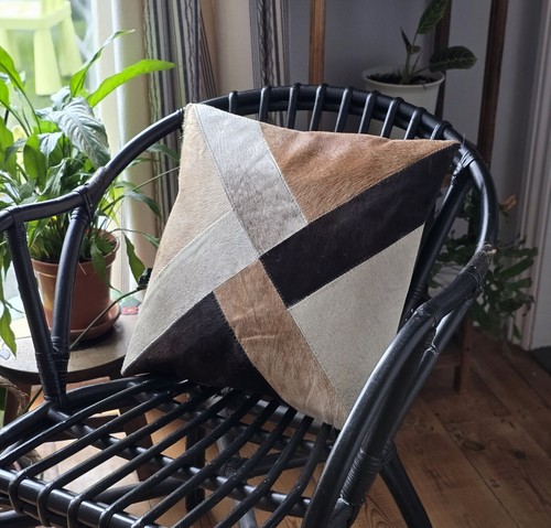 Handmade cowhide cushion cover - handmade,