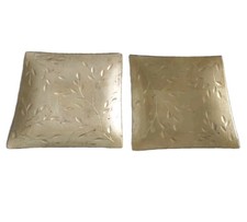 2 Square Gold Coloured  Glass Display Plate Tray wedding home Christmas.20 x20cm