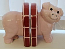 PAIR OF CARLTON WARE CERAMIC PIG BOOK ENDS PINK PIGGY BOOKENDS MINT CARLTONWARE