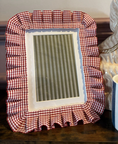 Red white gingham - white, fabric