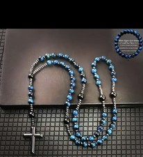 Rose mary beads Cross Necklace