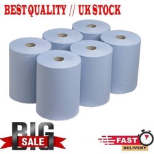 12 x Jumbo Workshop Hand Towels Rolls 2 Ply Centre Feed Wipes Embossed Tissue
