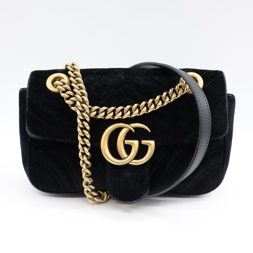 Gucci marmont black velvet - gg,