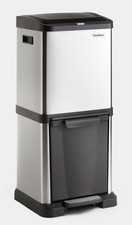 VonShef 34L Kitchen Recycling Bin 2 Compartment Push Pedal Waste Separator