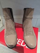 Ladies Uk 4 REDZ Taupe Suede Ankle Boots  ( New On Box )