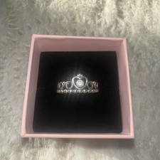 Genuine Pandora Sterling Silver Love Heart Crown  Ring ,Size 56 Ale S925 