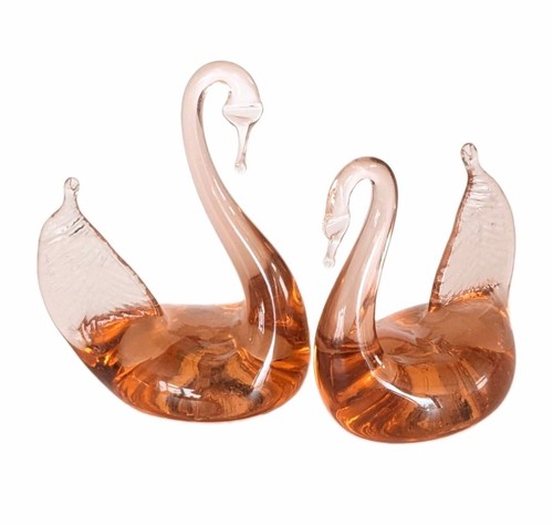 Vintage pair art glass swan - vintage,