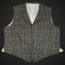 Vintage Waistcoat Men’s 42” Tweed Gun Club Check Lapel 4 Pocket Country Vest