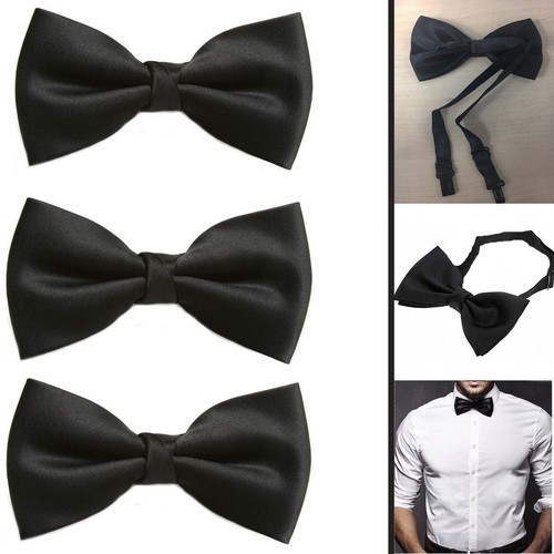 Mens black bow tie pre - tie,