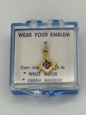 Masonic Watch FOB Charm Bracelet Emblem Square Compass G Freemasonry NOS VTG USA