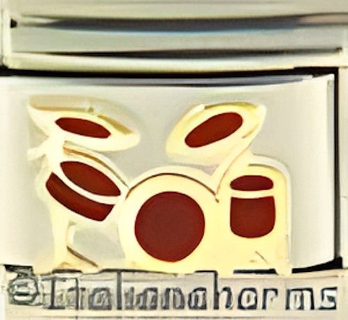 Red drum set - drum, enamel