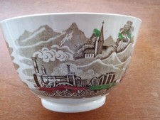 RARE 1830s "RAILWAY" POTTERY BOWL / DISH.  HAMPSON & BROADHURST, STAFFORDSHIRE.