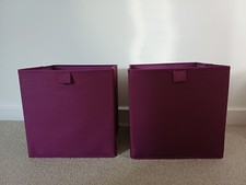 Set Of 2 Purple Cube Storage Boxes No Handles Material Bedroom Nursery Office
