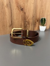 Vintage Stussy Brown Leather Belt Size S/M Spiked Bulldog Tattoo Y2K