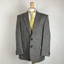St Michael M&S Tweed Blazer Jacket Men's 42R Grey Herringbone Donegal Fleck VTG