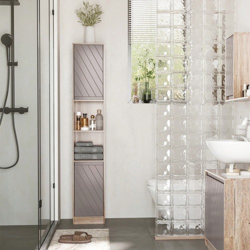 Grey oak slim bathroom - grey,