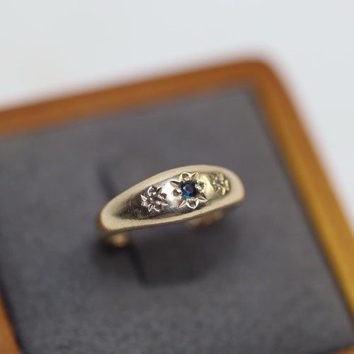 9ct gold sapphire diamond - &,