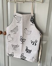 Handmade Reversible Apron Wipeable Chickens Kids Size Blue Reverse