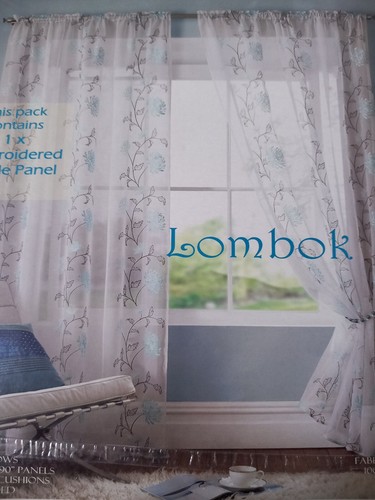 Lombok teal floral voile net - lombok,