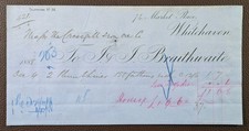 1888 J. & J. Braithwaite Market Place Whitehaven Invoice
