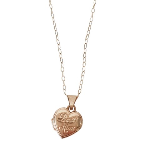9ct gold heart locket and - 9ct, 18"
