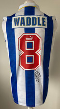 Signed CHRIS WADDLE Shirt - Sheffield Wednesday -PROOF/COA- Mareille Newcastle