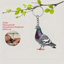 Green purple dove keychain - dove,