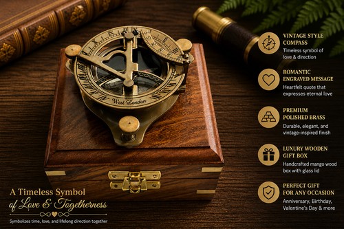Vintage style brass sundial - vintage,