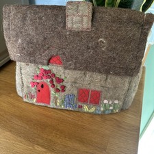 Vintage Felt Tea Pot Cosy Cottage Shape Made In England